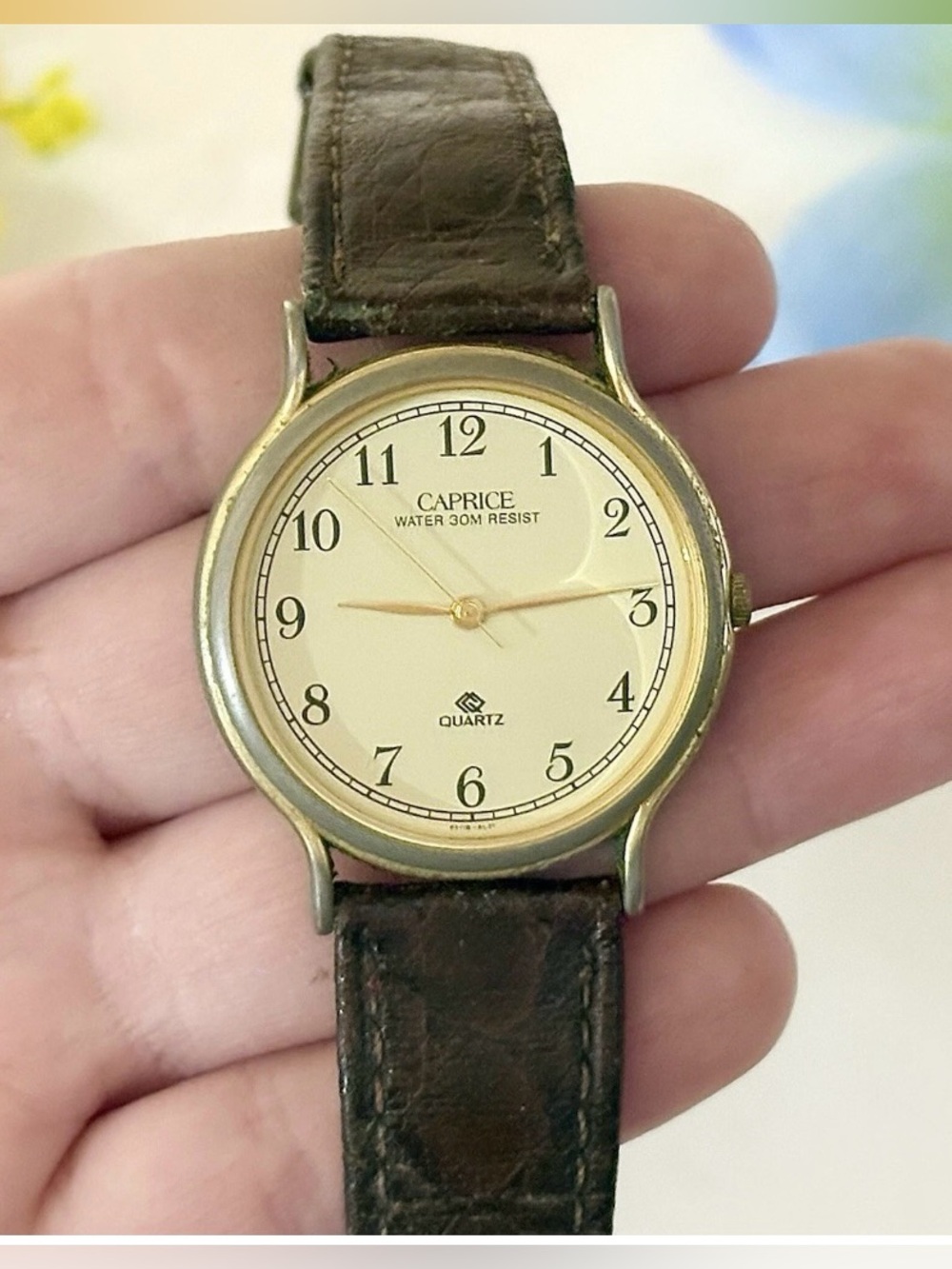 Vintage Caprice Simple Round Easy Reader Watch-Retro Timepiece-Classic Leather